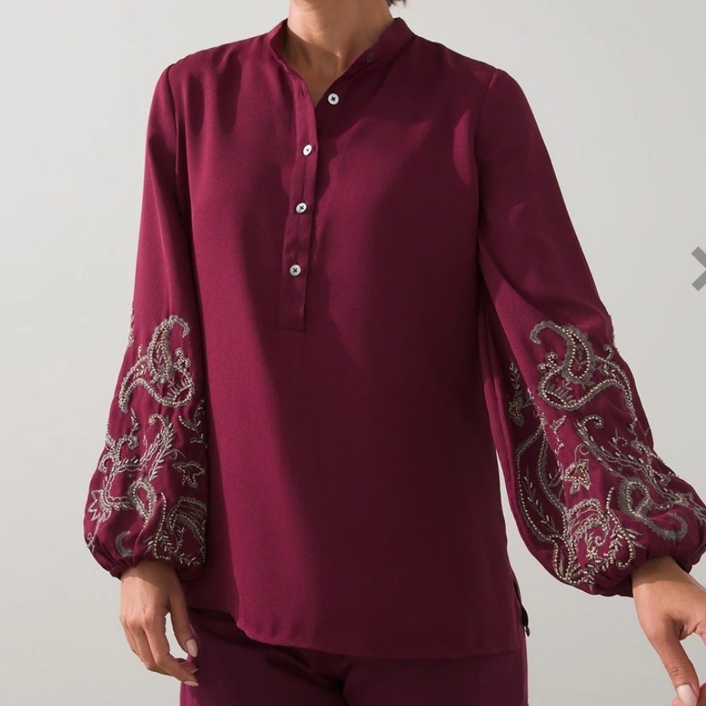 Chico’s Embellished Sleeve Pullover Top